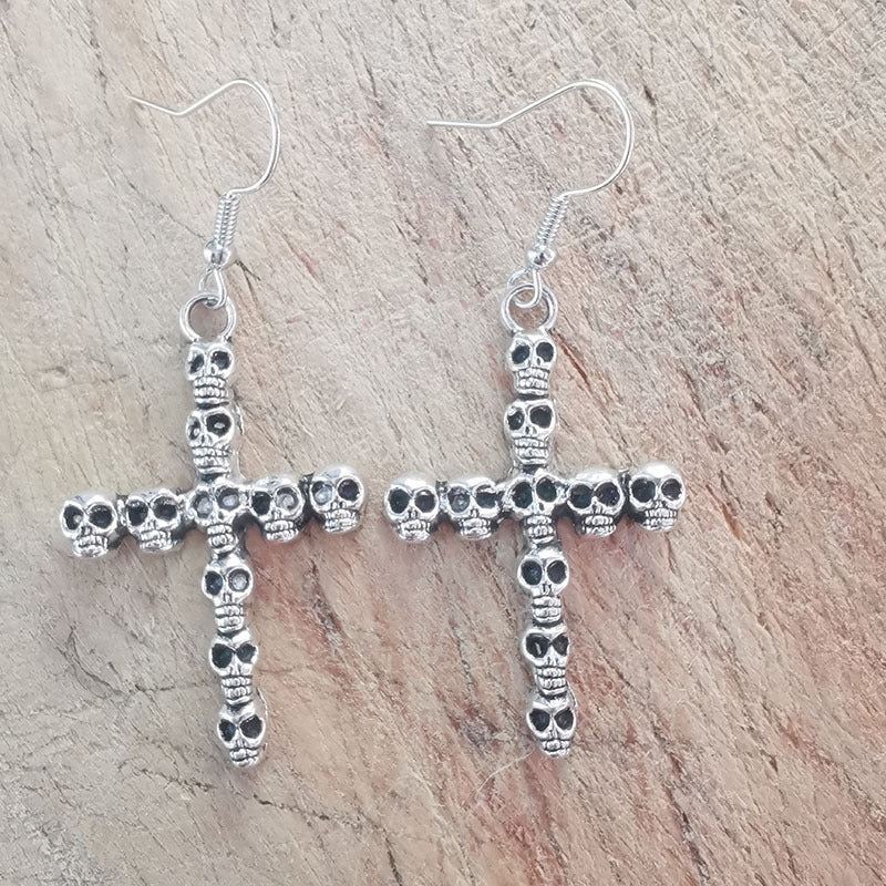 Gothic Skull Cross Earrings Kalsten