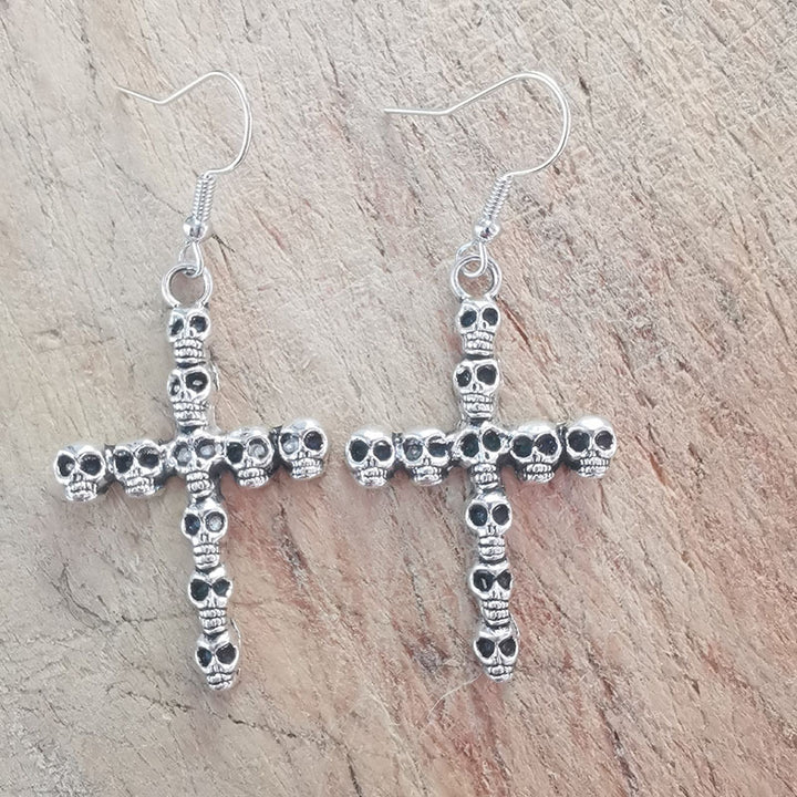 Gothic Skull Cross Earrings Kalsten