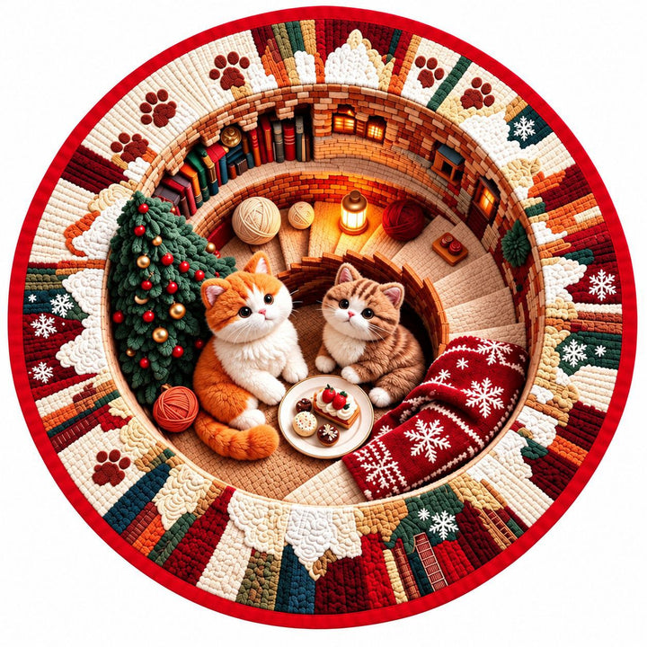 3D Holiday-Themed Circular Area Rug for Home
