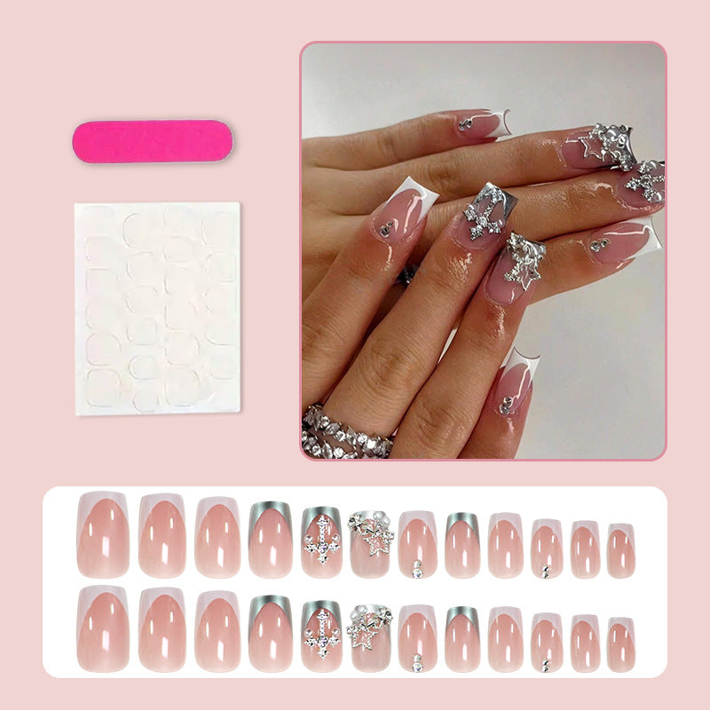 Acrylic nail set with glamorous 3D decorations and elegant accents Kalsten
