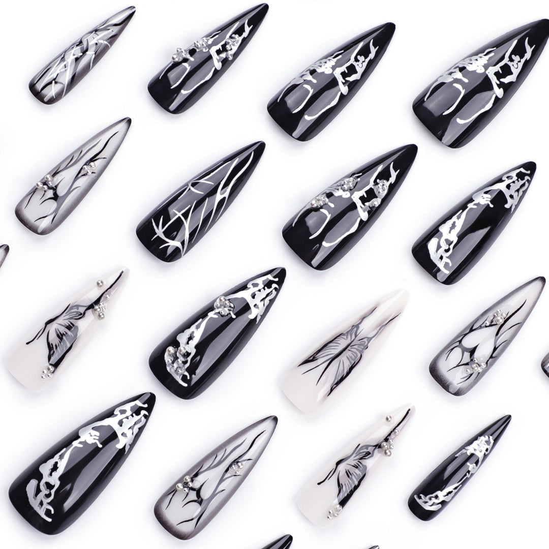 Artful Nail Art with Elegant Black and White Design Kalsten