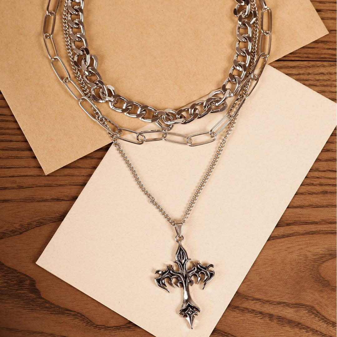 Layered Chain Cross Pendant Necklace Kalsten