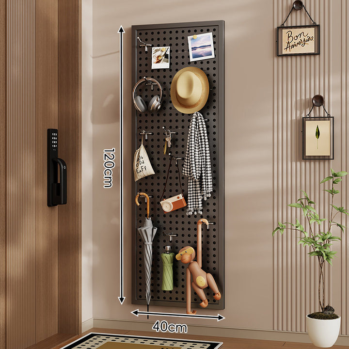 Wall-Mounted Perforated Pegboard Organizer Panel Large Square with Modular Hooks and Accessories
