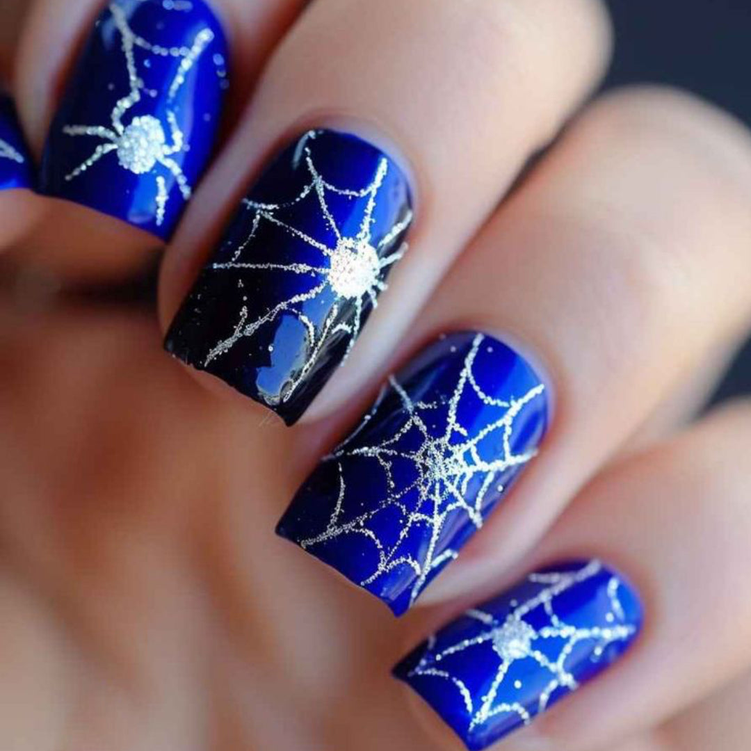 Halloween-Themed Spider Web Nail Art Extensions Kalsten