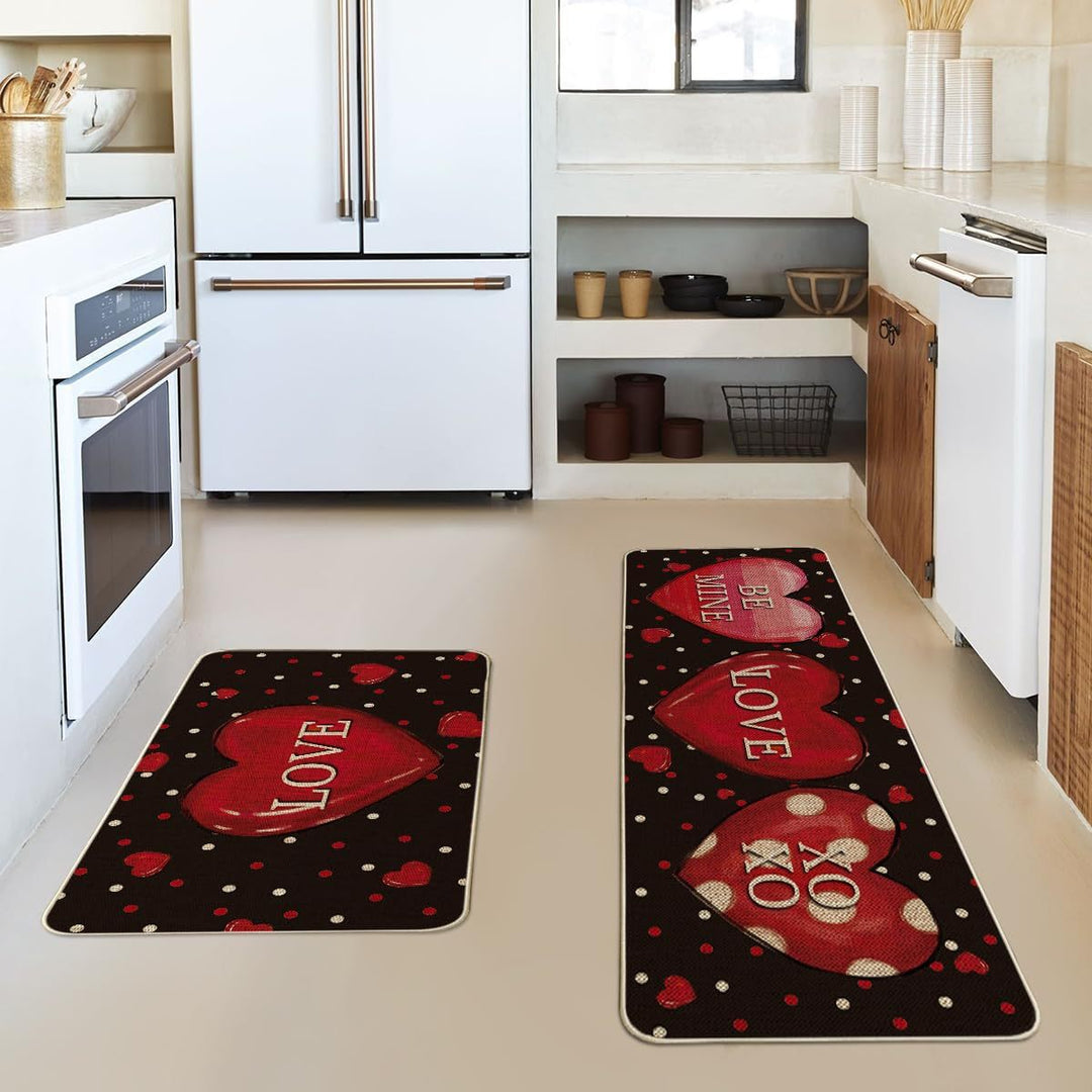 Heart-Themed Kitchen Runner Mat Kalsten