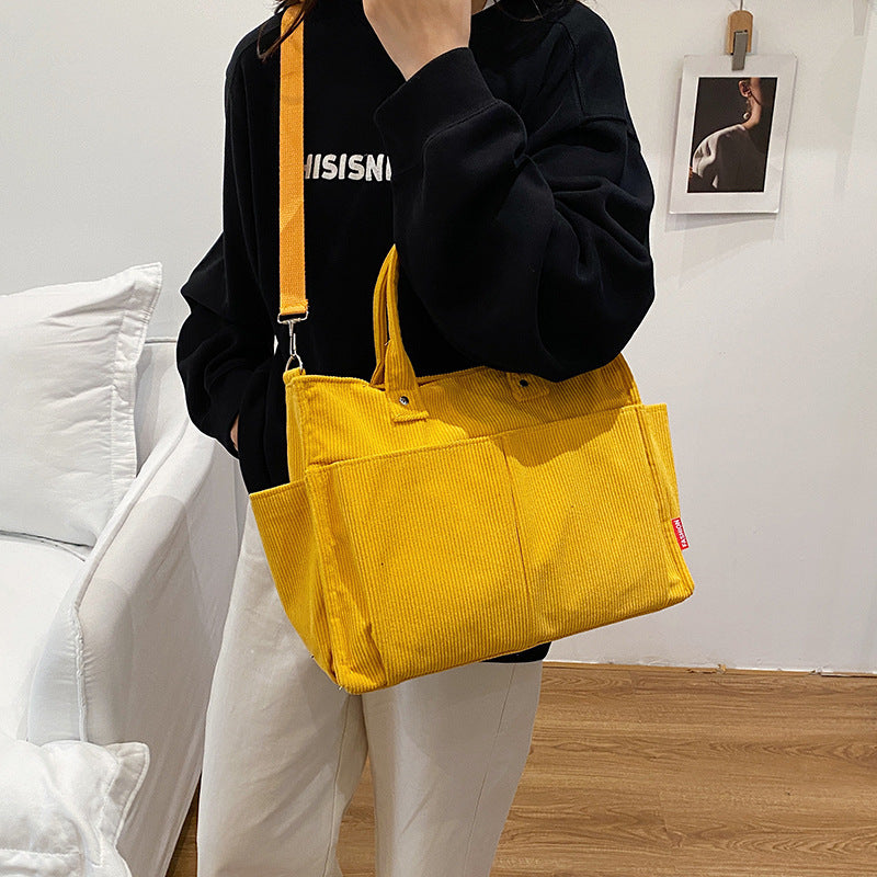 Corduroy Multi-Pocket Tote Bag Kalsten