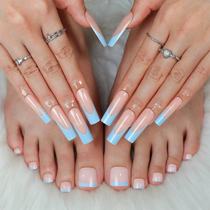 Stylish Press-On Nail Set with Elegant French Tip Design Kalsten