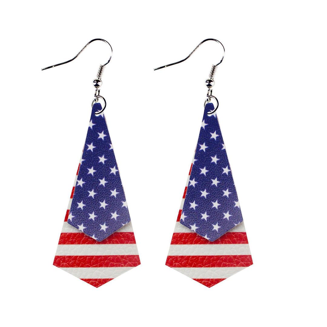 Women's nan teardrop-shaped faux leather earrings with star and stripe print Kalsten