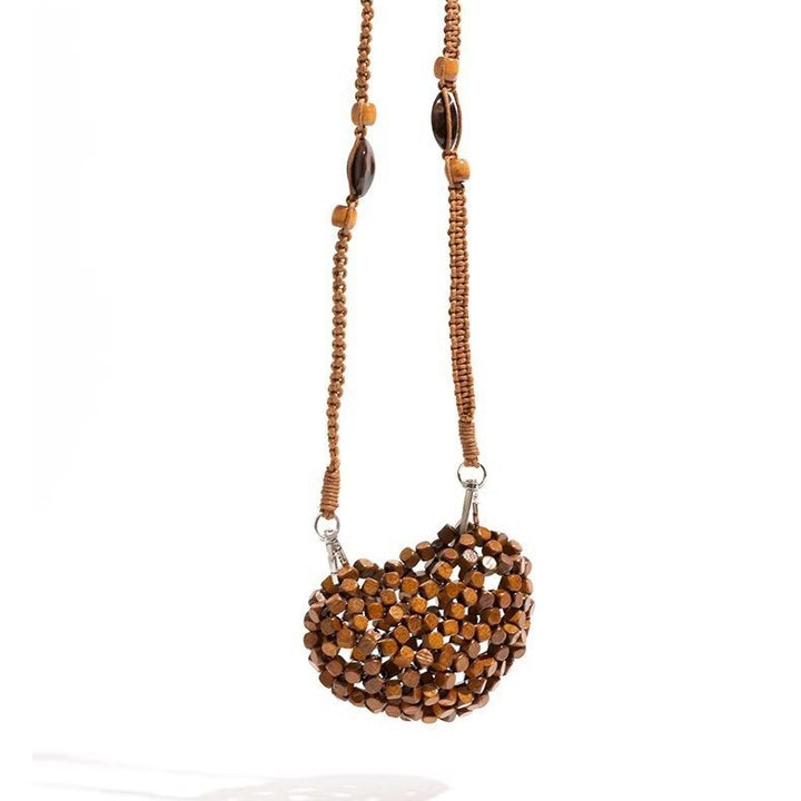 Decorative Heart-Shaped Beaded Crossbody Bag