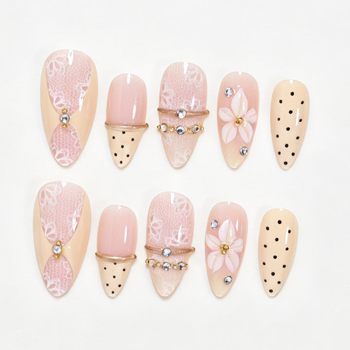Elegant Floral Design Press-On Nail Tips Kalsten