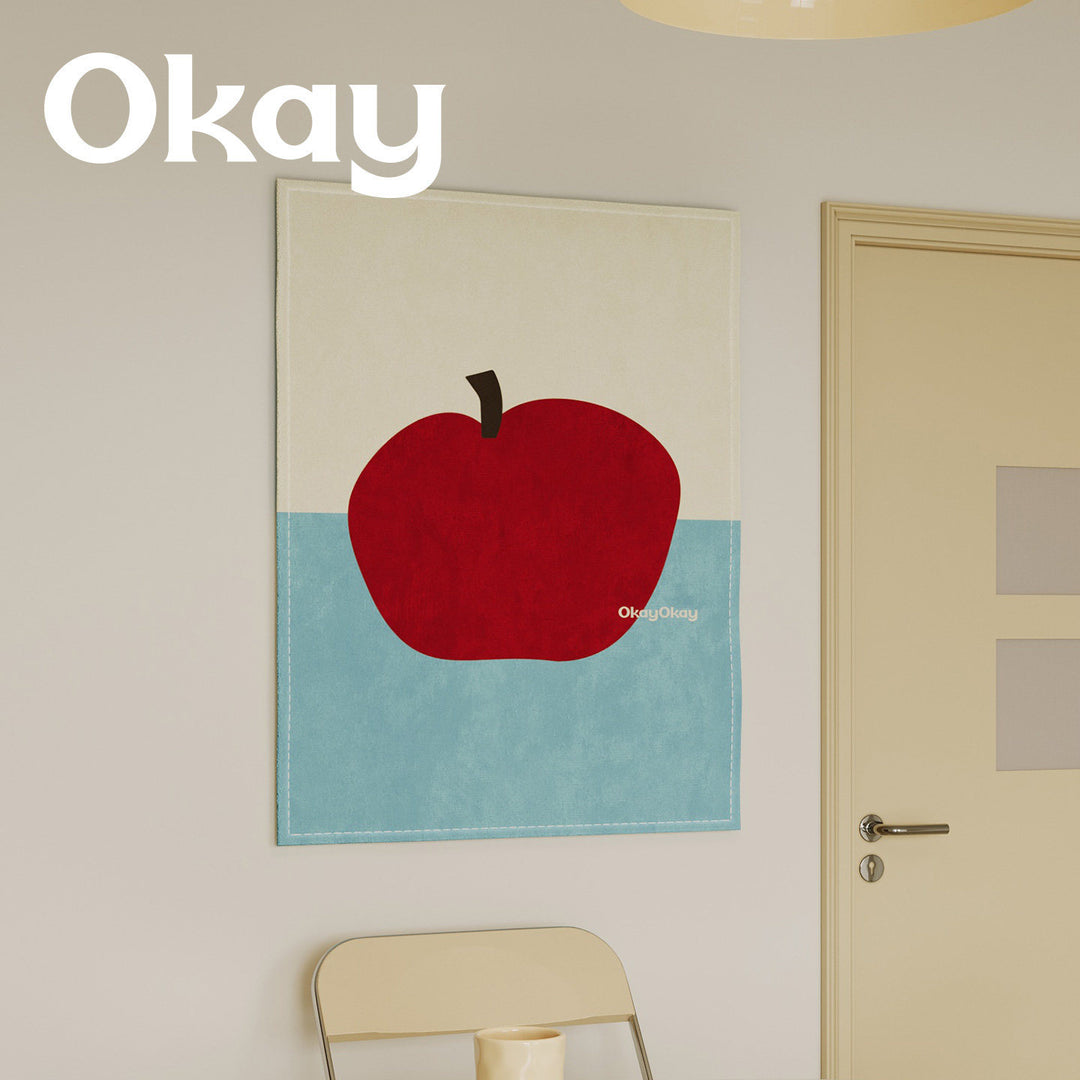 Minimalist Apple Motif Cotton Canvas Wall Tapestry