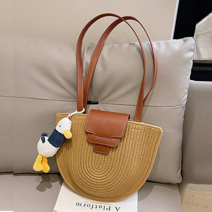 Fashionable Tote Bag Made of Woven Material with Playful Pendant Kalsten