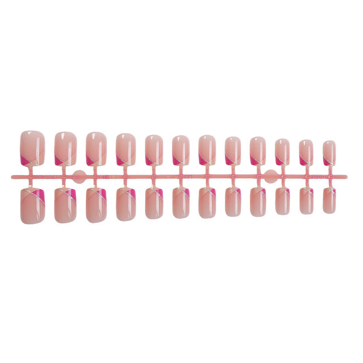 Decorative Press-On Nail Set with Stylish Geometric Design kalsten