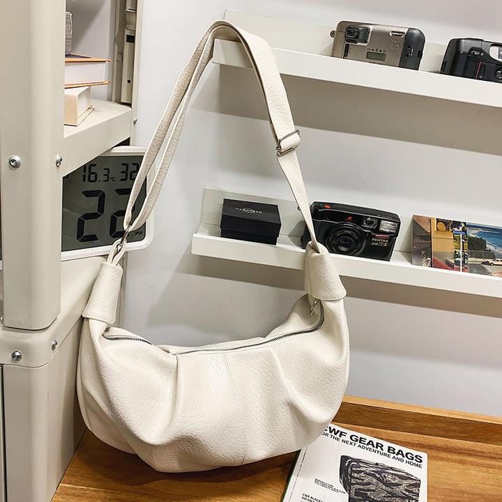 Textured Leather Slouchy Shoulder Bag