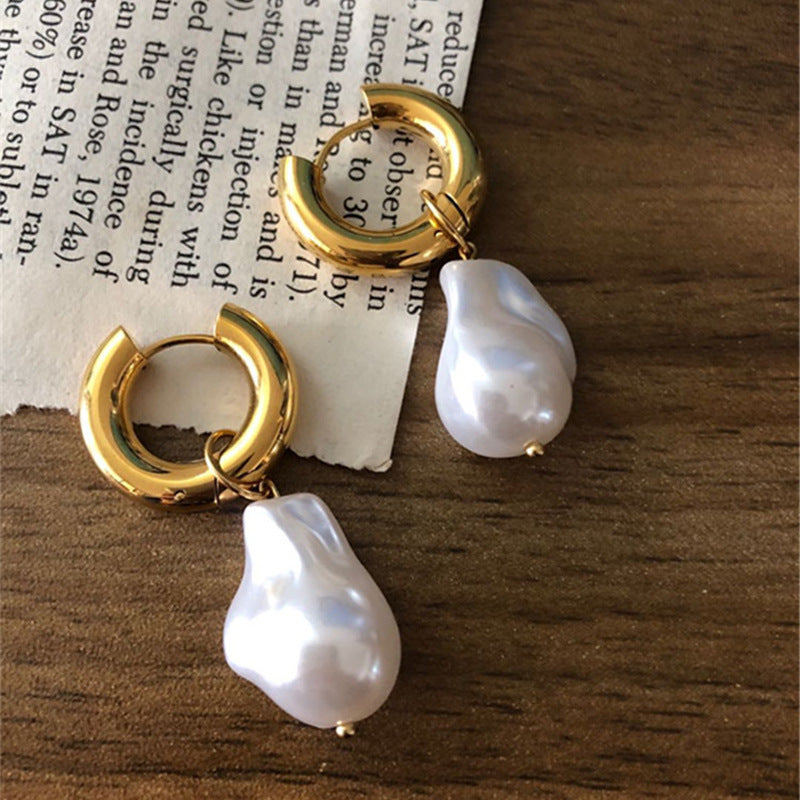 Fashionable earrings with double pearls Kalsten