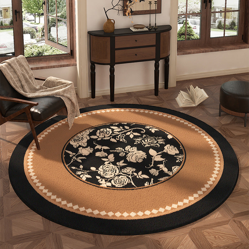 Round Floral Design Area Rug