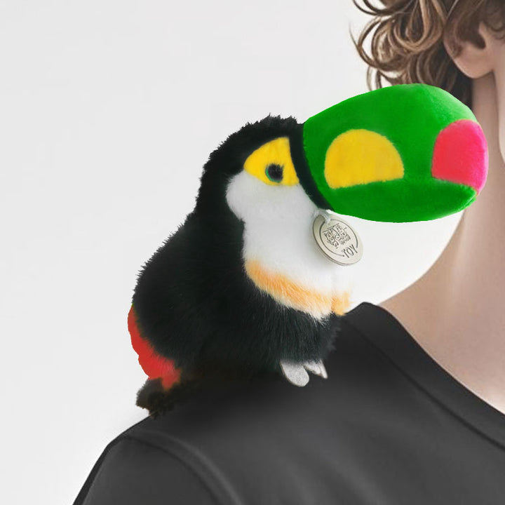 Plush Shoulder-Sitting Toucan Clip-On Companion with Metal Clip and Soft Huggable Body Kalsten