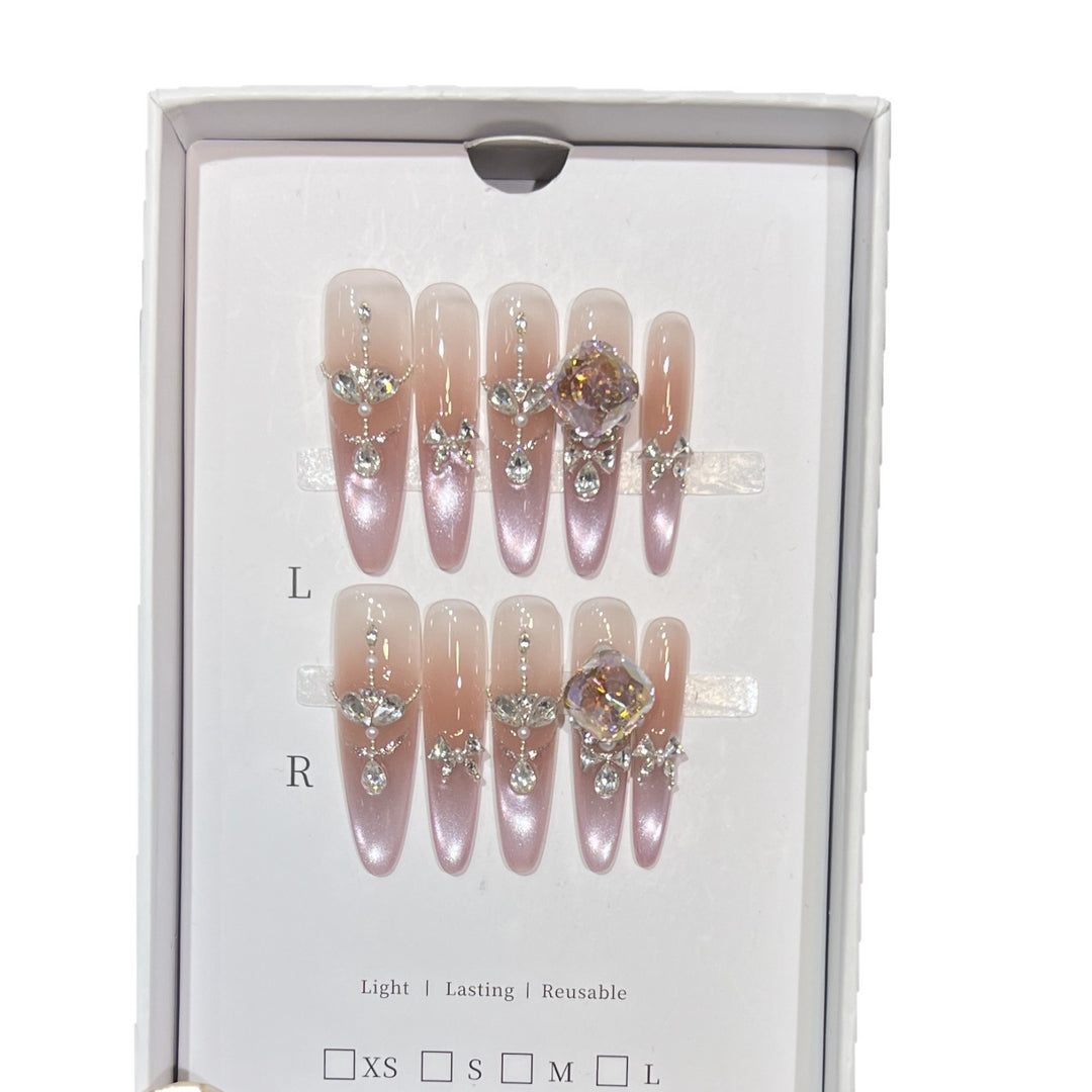 Decorative Rhinestone-Embellished Stiletto Press-On Nails Kalsten