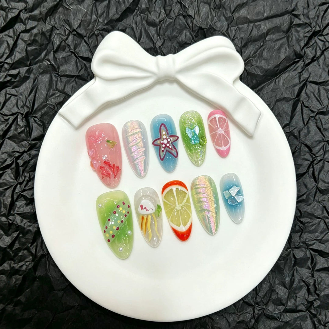 Charming Handcrafted Press-On Nail Art Set