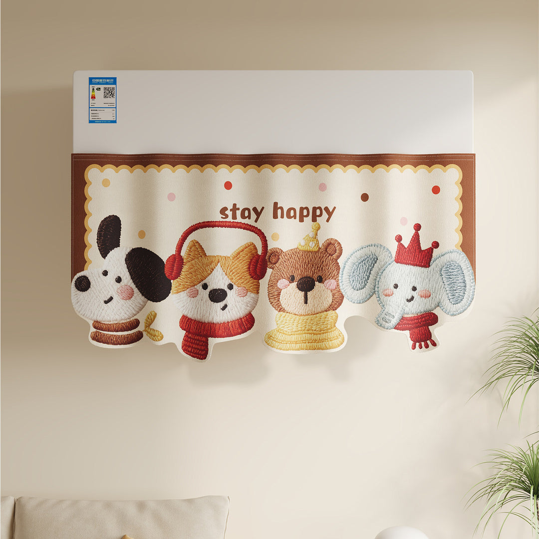 Decorative Refrigerator Top Dust Cover with Embroidered Animal Panel