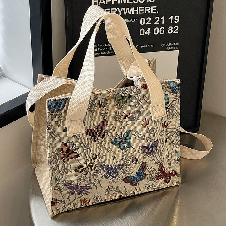 Floral Embroidered Canvas Tote Bag  1790616768