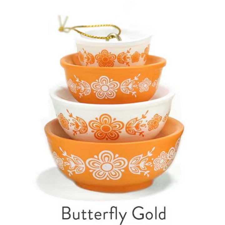 Stackable Ceramic Nesting Bowl Set With Folk Bird Motif And Glossy Glazed Finish