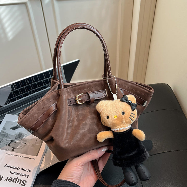Faux Suede Handheld Satchel