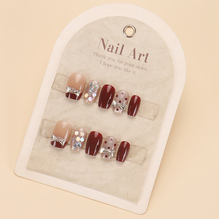 Glamorous Press-On Nail Set with Decorative Gemstone Accents Kalsten