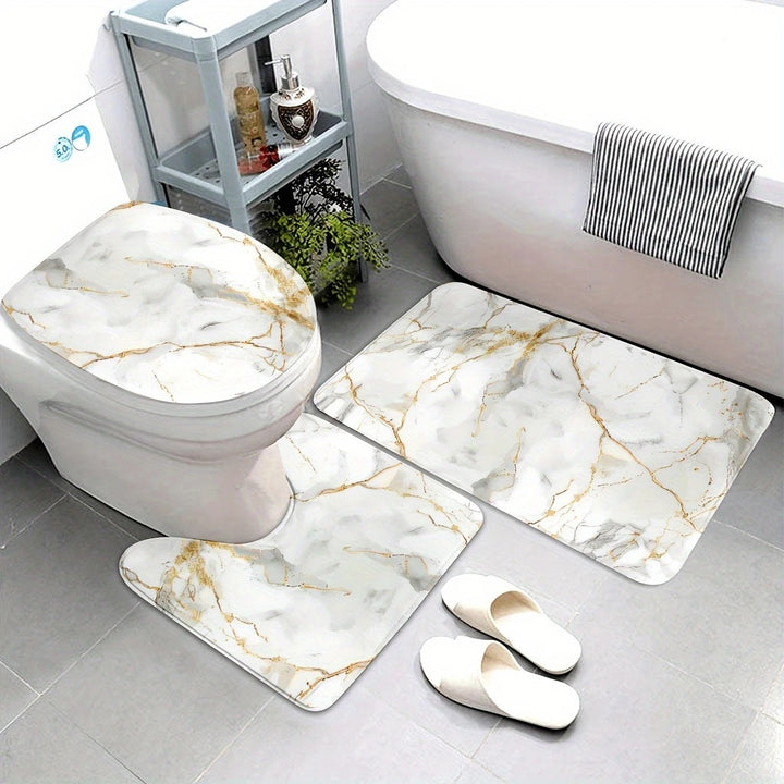 Artistic Marble Print Bath Mat Set Kalsten