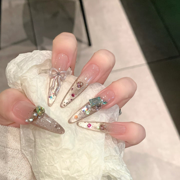 Decorative Stiletto Nail Art Set with Gem Accents Kalsten