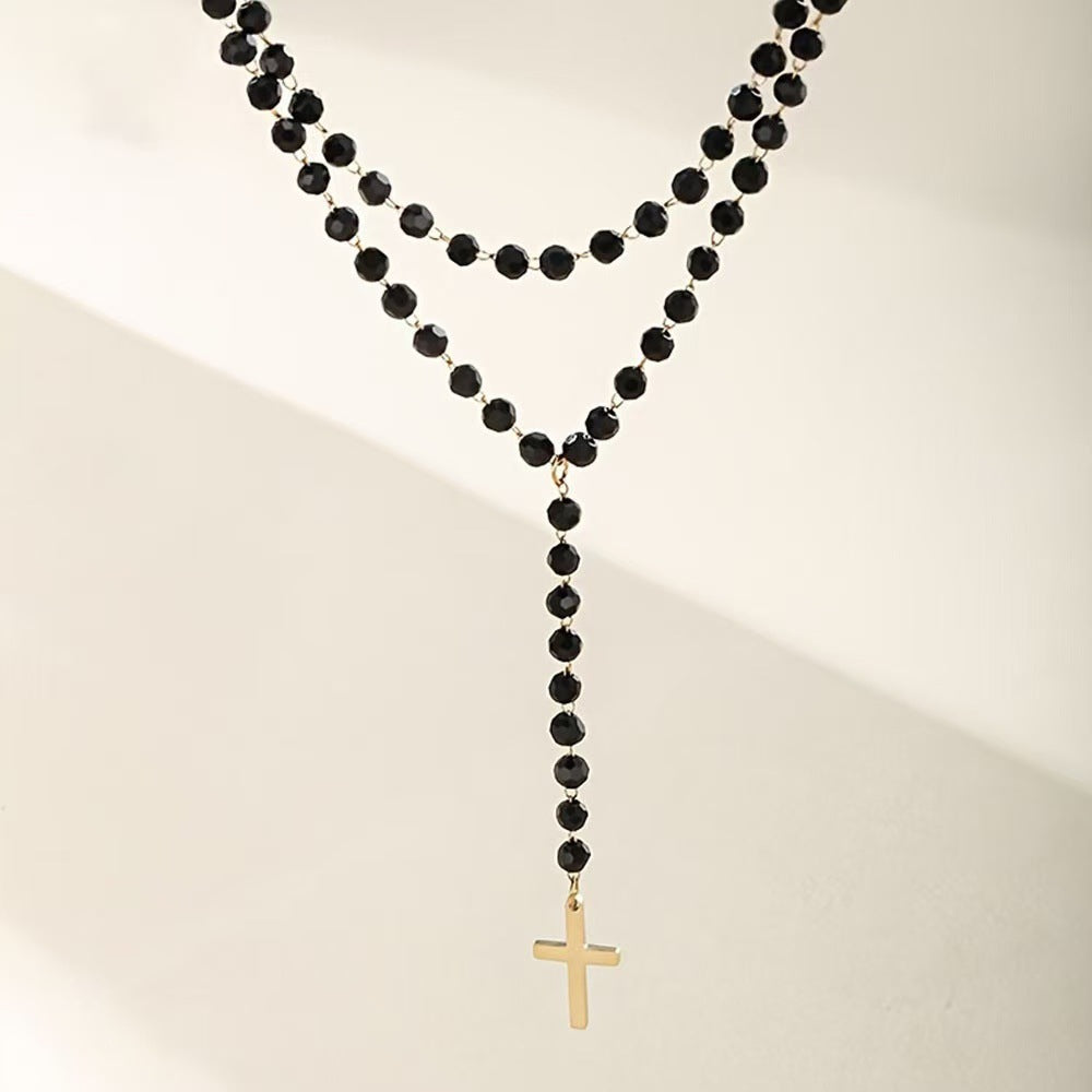Layered Beaded Cross Necklace Kalsten