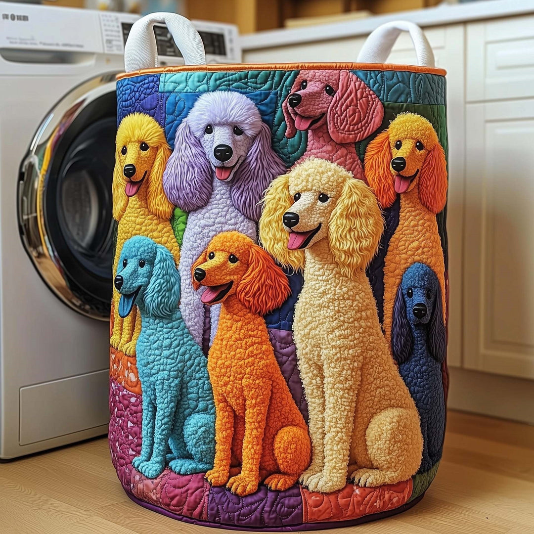 Quilted Decorative Laundry Storage Basket With Rope Handles Collapsible Fabric Organizer