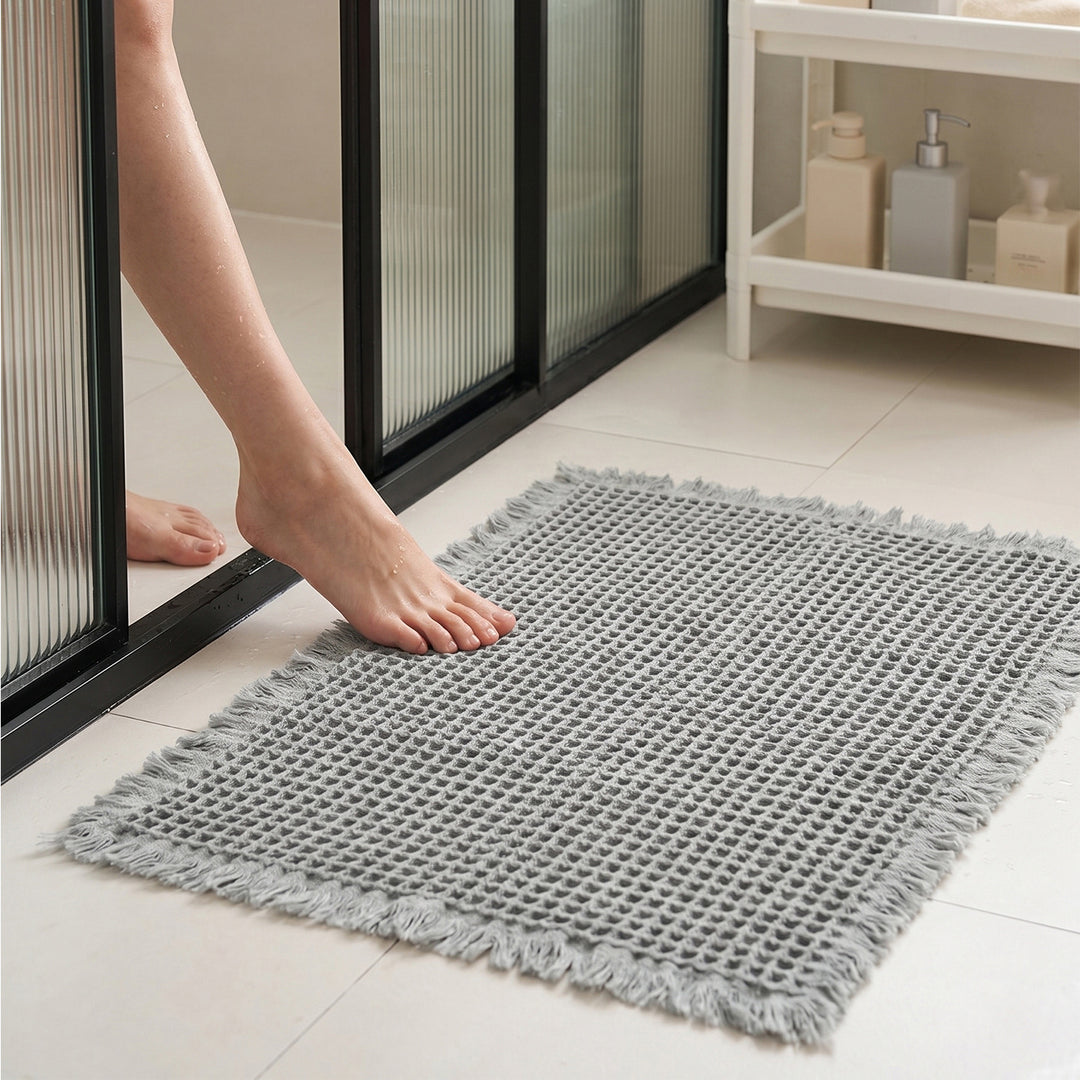 Plush Waffle Weave Bath Mat