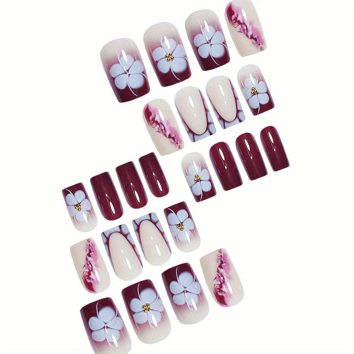 Artistic Gel Nail Extensions with Floral Design Kalsten