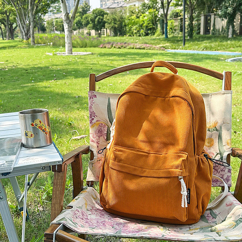 Corduroy Textured Casual Backpack Kalsten