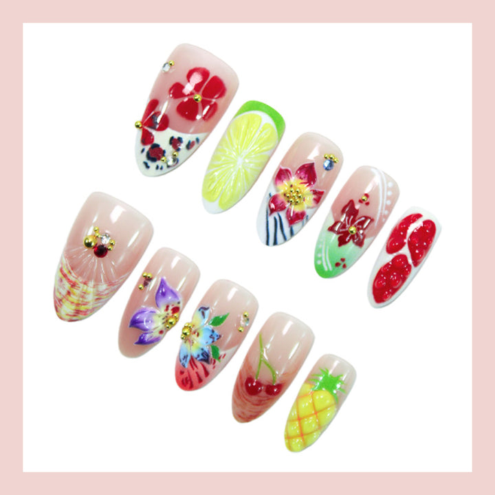 Nail art set with tropical fruit motifs Kalsten