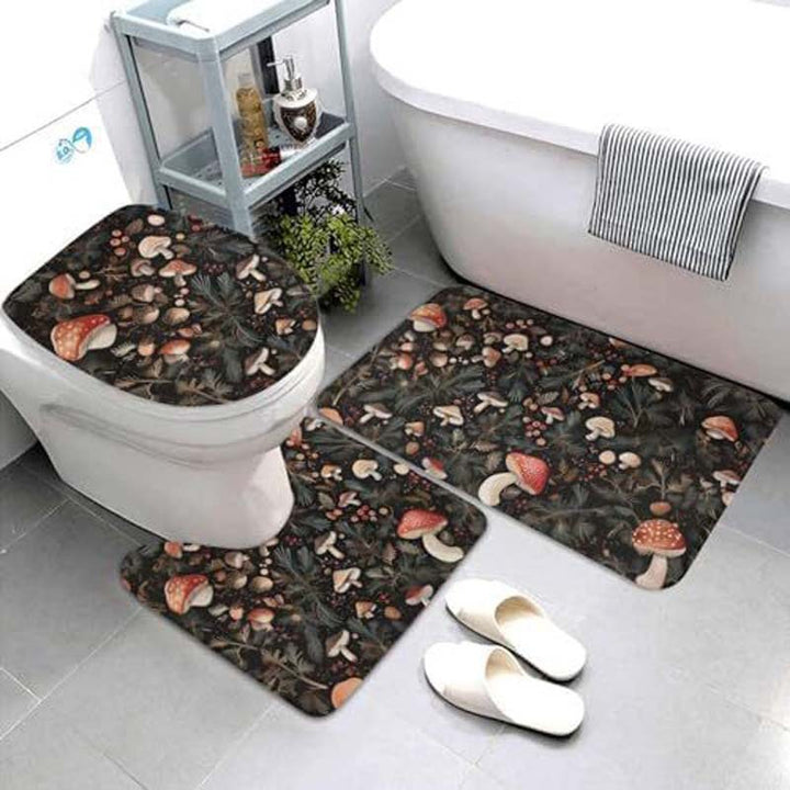 Geometric Pattern Bathroom Mat Set