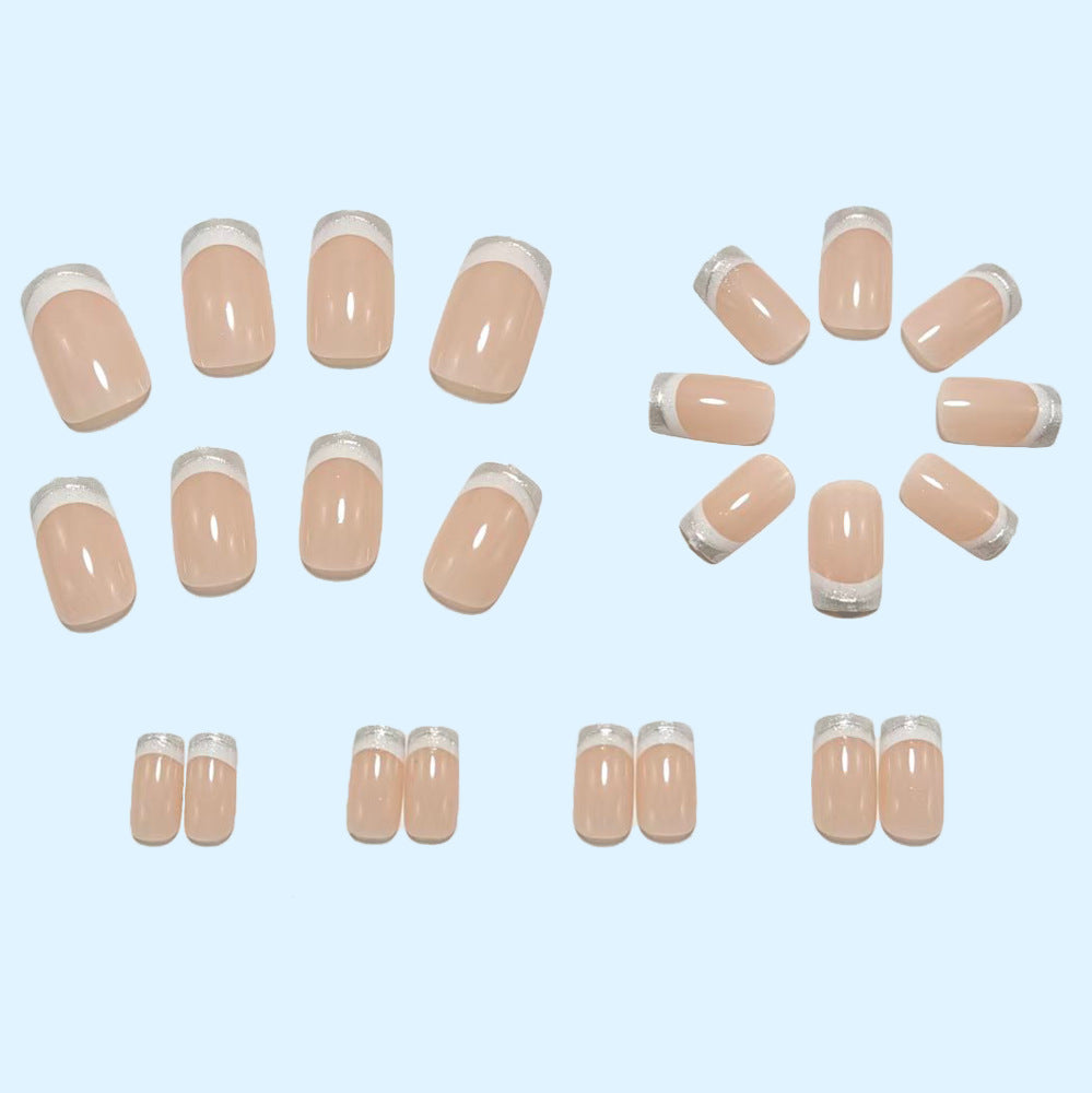 Elegant Artificial Nails with Glitter French Tip Kalsten