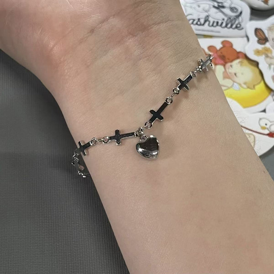 Cross and Heart Charm Bracelet Kalsten