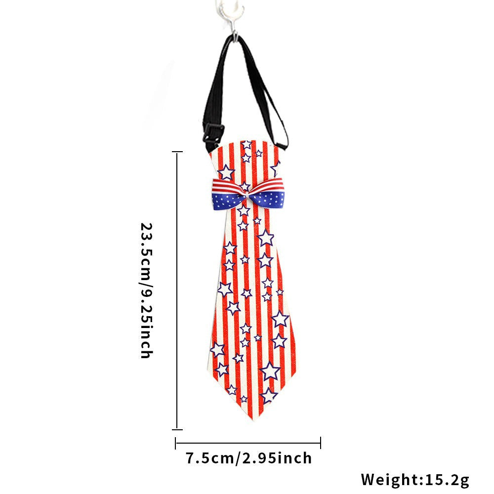 Independence Day adjustable novelty necktie with pre-tied bow and buckle strap Kalsten