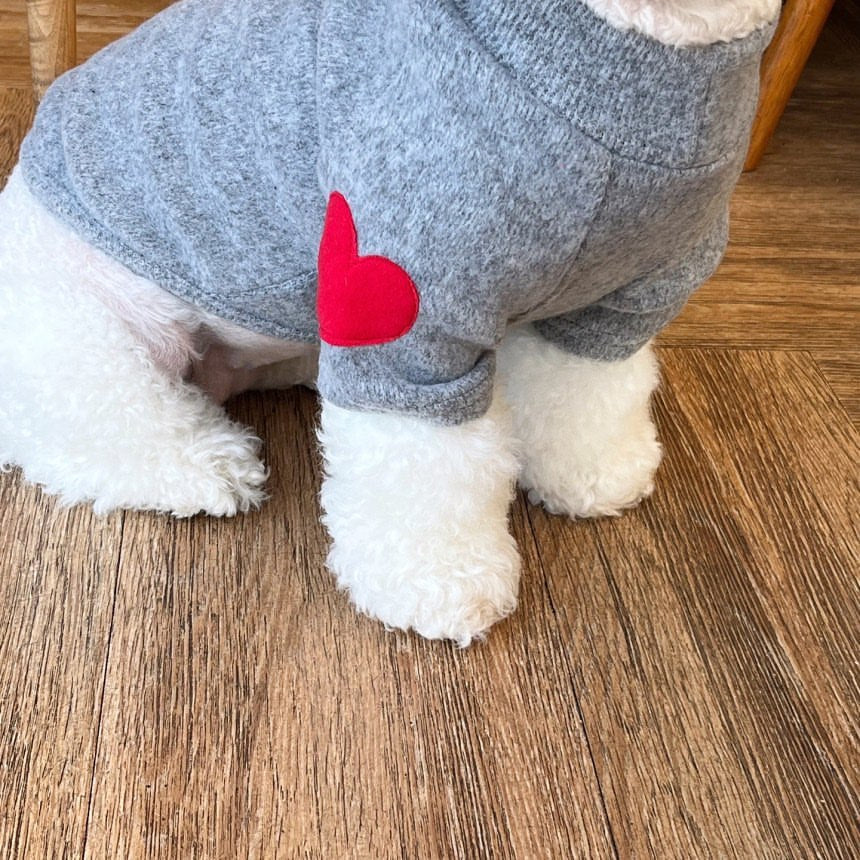 Fleece-Lined Dog Sweater with Heart El Patch
