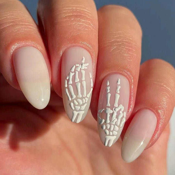 Artistic Nail Art in Skeleton Design Kalsten