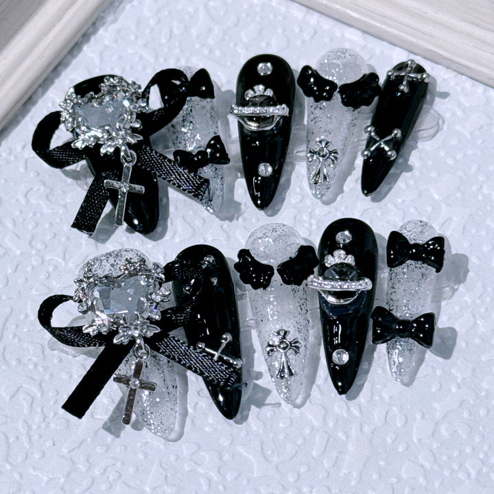 Ornate Gothic-Themed Press-On Nail Art Set