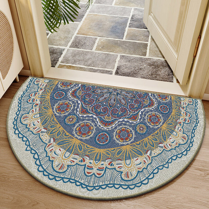 Elegant Round Floral Design Indoor Mat Kalsten