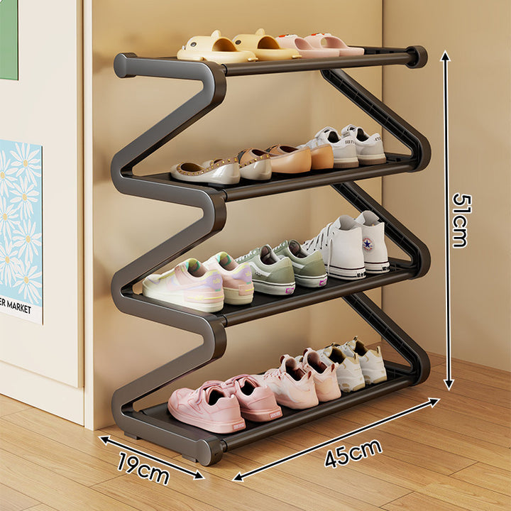 Compact Zigzag Multi-Tier Vertical Shoe Storage Rack