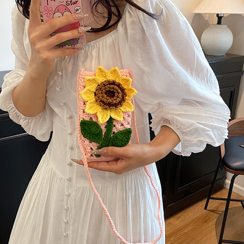 Floral Crocheted Phone Bag