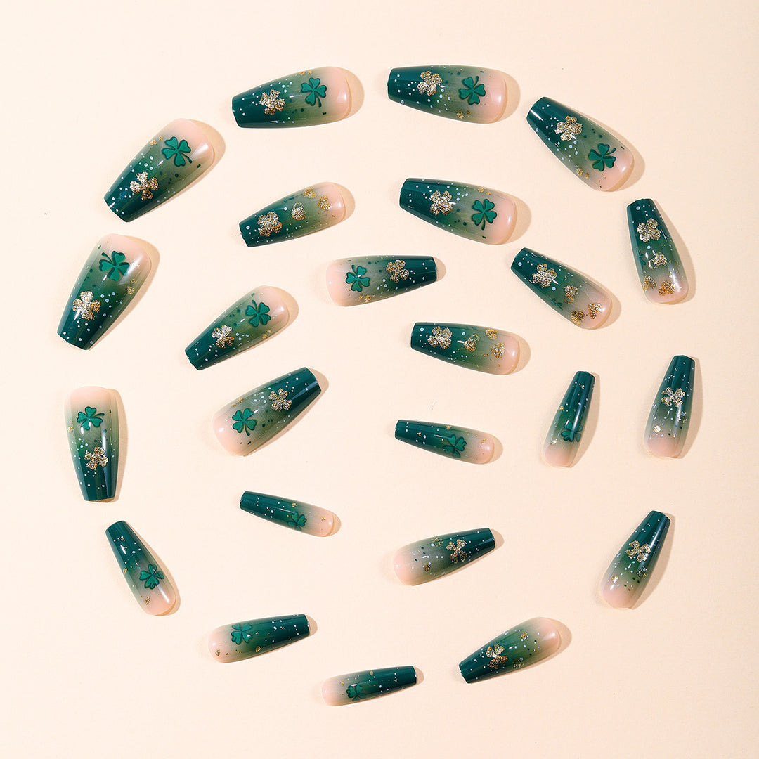 Decorative Shamrock Glitter Nail Art Extensions Kalsten