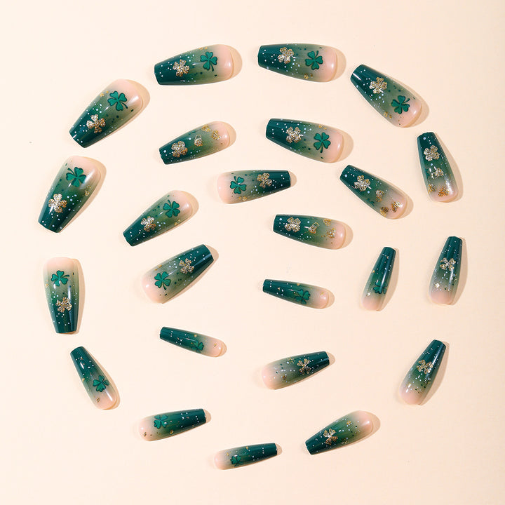 Decorative Shamrock Glitter Nail Art Extensions Kalsten