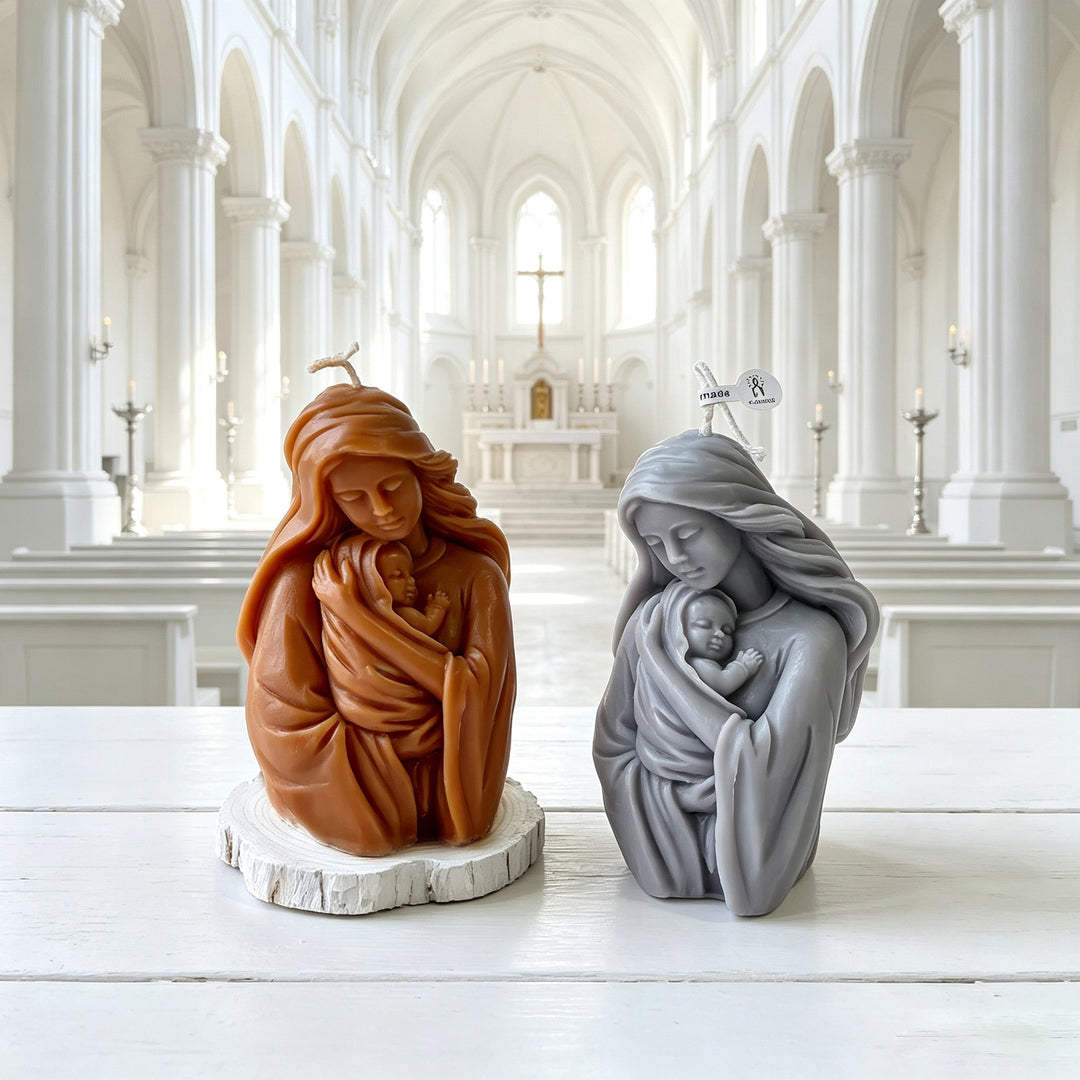 Sculpted Virgin Mary Candle Holder