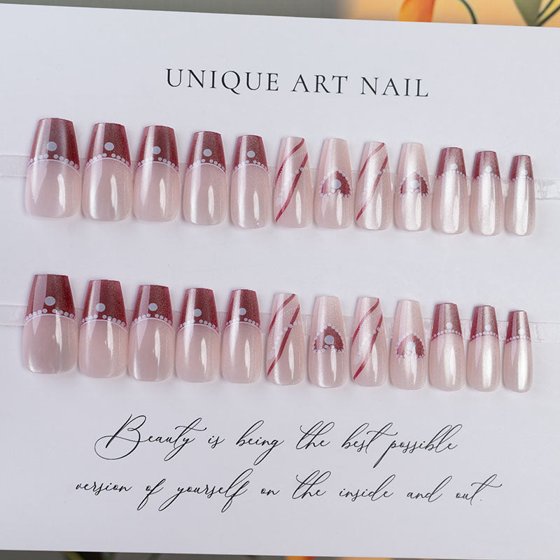 Artistic Press-On Nail Set with Custom Designs